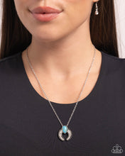 Load image into Gallery viewer, “Horseshoe Haute” Blue Necklace Earring Set - Paparazzi
