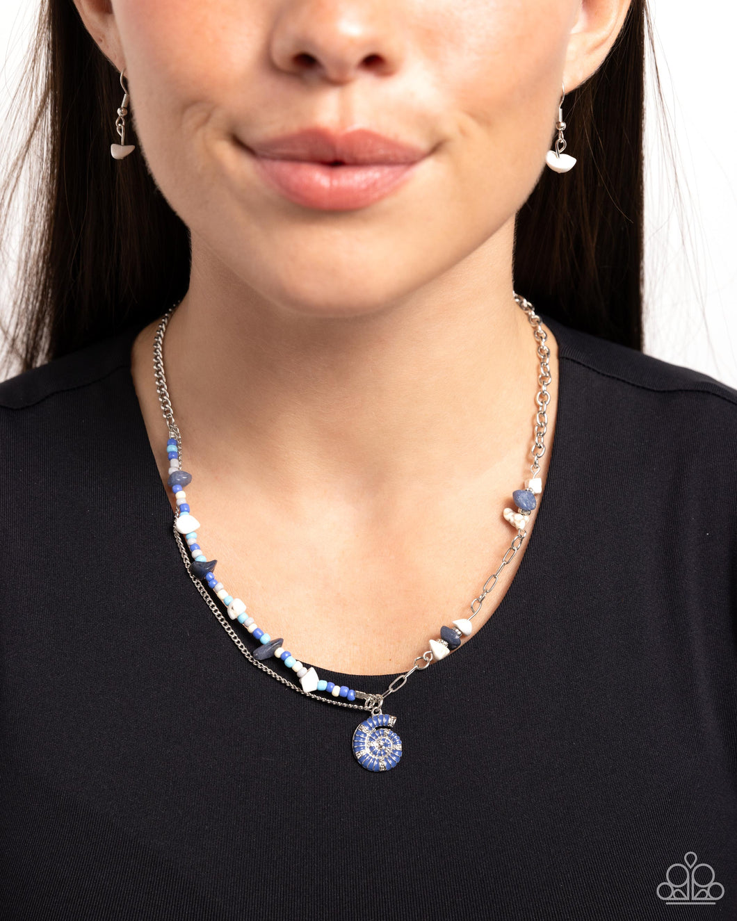 Paparazzi “Spiraling Seafloor” Blue Necklace Earring Set