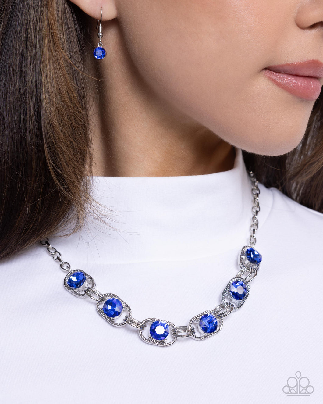 Paparazzi “Serrated Sensation” Blue Necklace Earring Set