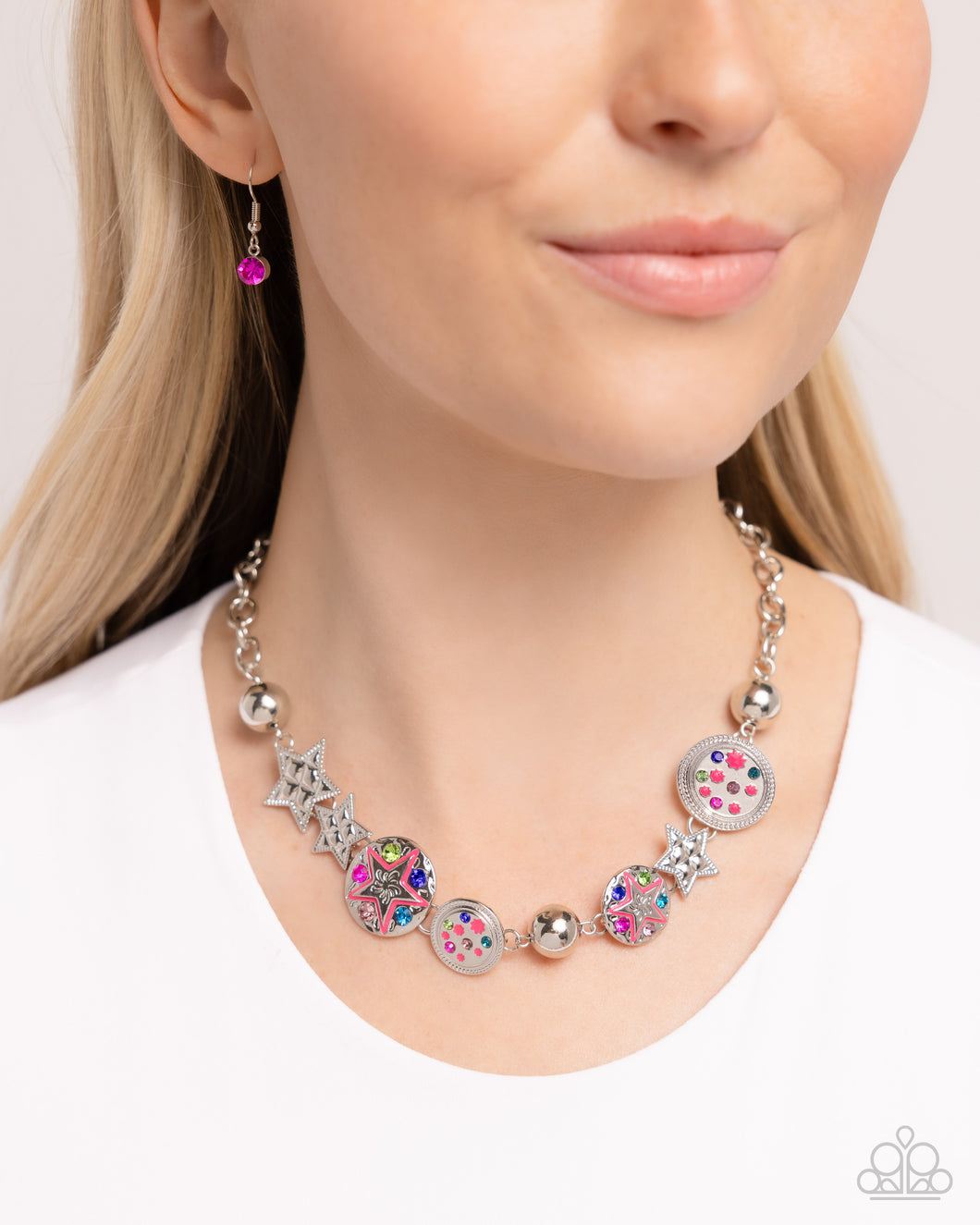 Paparazzi “Starry Shopaholic” Pink Necklace Earring Set