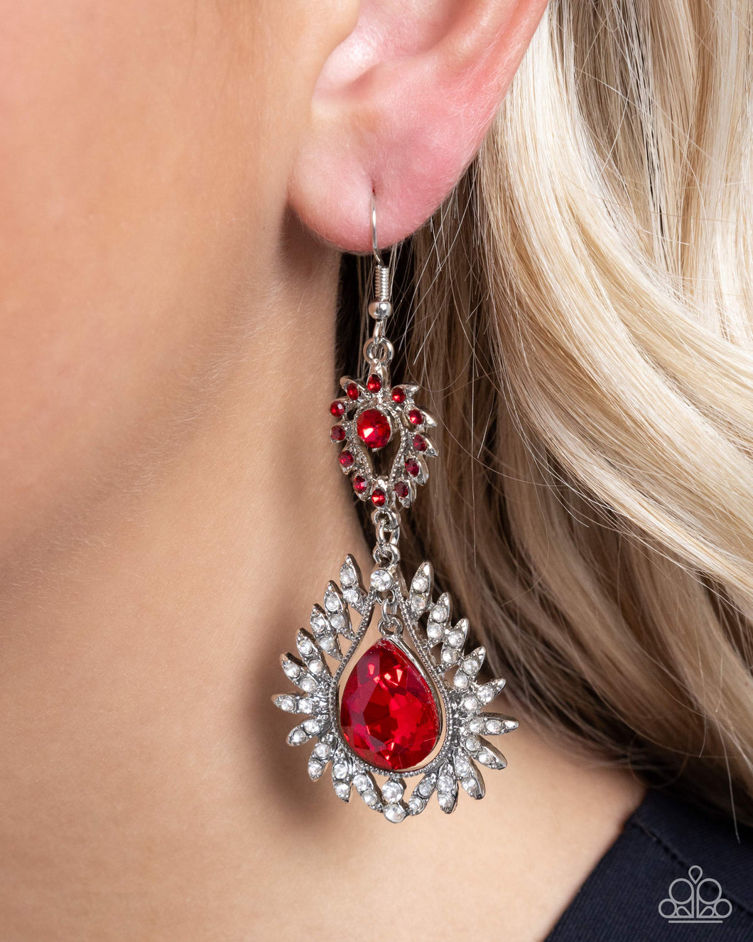 “Teardrop Traveler” Red Dangle Earrings - Earrings