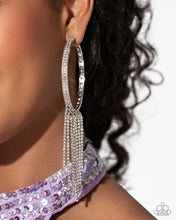 Load image into Gallery viewer, Paparazzi Life of the Party “Jaw-Dropping Jubilee” White Hoop Earrings
