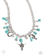 Load image into Gallery viewer, “Wild West Whimsy” Blue Necklace Earring Set - Paparazzi
