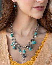 Load image into Gallery viewer, “Wild West Whimsy” Blue Necklace Earring Set - Paparazzi
