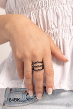 Load image into Gallery viewer, Paparazzi “Corded Command” Black Stretch Ring
