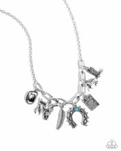 Load image into Gallery viewer, “Saloon Girl” Blue Necklace Earring Set - Paparazzi Accessories
