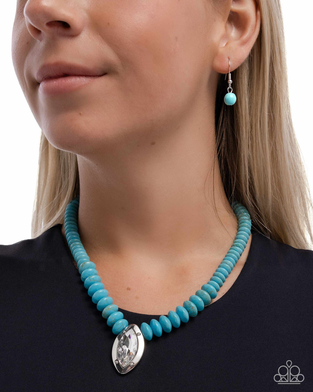 “Visionary Venture” Blue Necklace Earring Set - Paparazzi Accessories