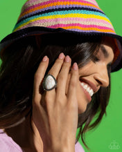 Load image into Gallery viewer, Paparazzi “Tundra Rotunda” White Stretch Ring - Paparazzi Accessories
