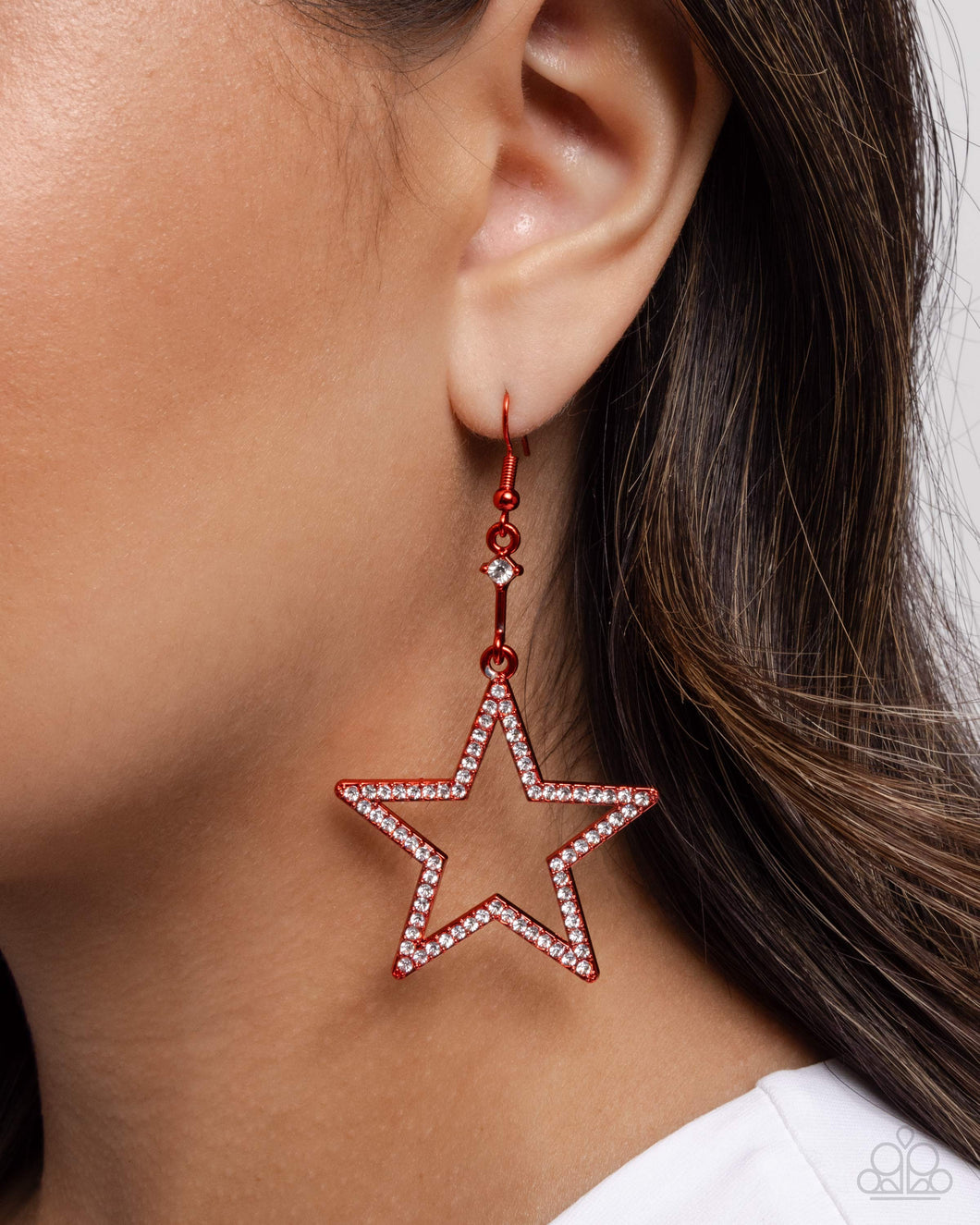 Paparazzi “Steady Stars” Red Dangle Earrings - Paparazzi Accessories