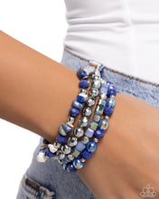 Load image into Gallery viewer, Paparazzi “Supervisory Stack” Blue Stretch Bracelet - Paparazzi Accessories
