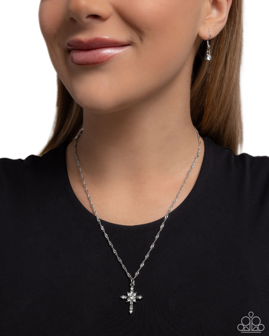Paparazzi “Graceful Glory” White Necklace Earring Set - Paparazzi Accessories
