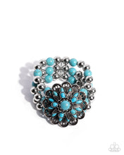 Load image into Gallery viewer, “Floral Figment” Blue Stretch Bracelet - Paparazzi Accessories
