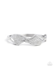 Load image into Gallery viewer, Paparazzi “Blissful Bow” White Hinge Bracelet - Paparazzi Accessories
