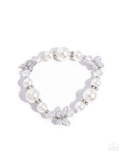 Load image into Gallery viewer, Paparazzi “Soaring Sheen” White Stretch Bracelet - Paparazzi Accessories
