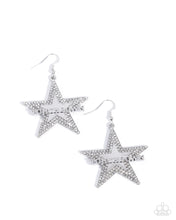 Load image into Gallery viewer, Paparazzi “Touchdown Tribute” White Dangle Earrings - Paparazzi Accessories
