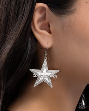 Load image into Gallery viewer, Paparazzi “Touchdown Tribute” White Dangle Earrings - Paparazzi Accessories
