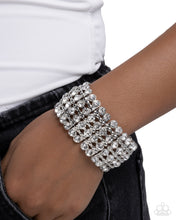 Load image into Gallery viewer, Paparazzi “Exuberant Elegance” White Stretch Bracelet - Paparazzi Accessories
