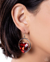 Load image into Gallery viewer, Paparazzi “Valuable Valentines” Red Dangle Earrings - Paparazzi Accessories
