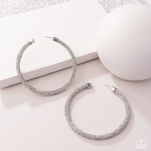Load image into Gallery viewer, Paparazzi “Classy Condition” White Hoop Earrings - Paparazzi Accessories
