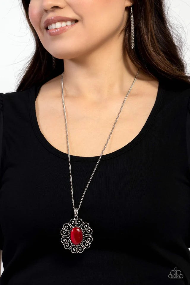 Paparazzi “Sentimental Sabbatical” Red Necklace Earring Set