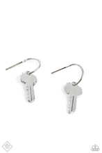 Load image into Gallery viewer, Paparazzi “The Key to Everything” Silver Hoop Earrings
