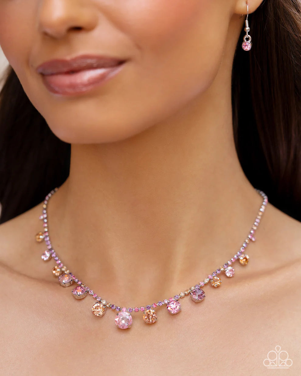 Paparazzi “Colorful Countess” Pink Necklace Earring Set