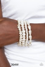 Load image into Gallery viewer, Paparazzi “Gossip PEARL” White Stretch Bracelet Set
