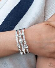 Load image into Gallery viewer, “Classy Chance”Cuff White Bracelet - Paparazzi Accessories
