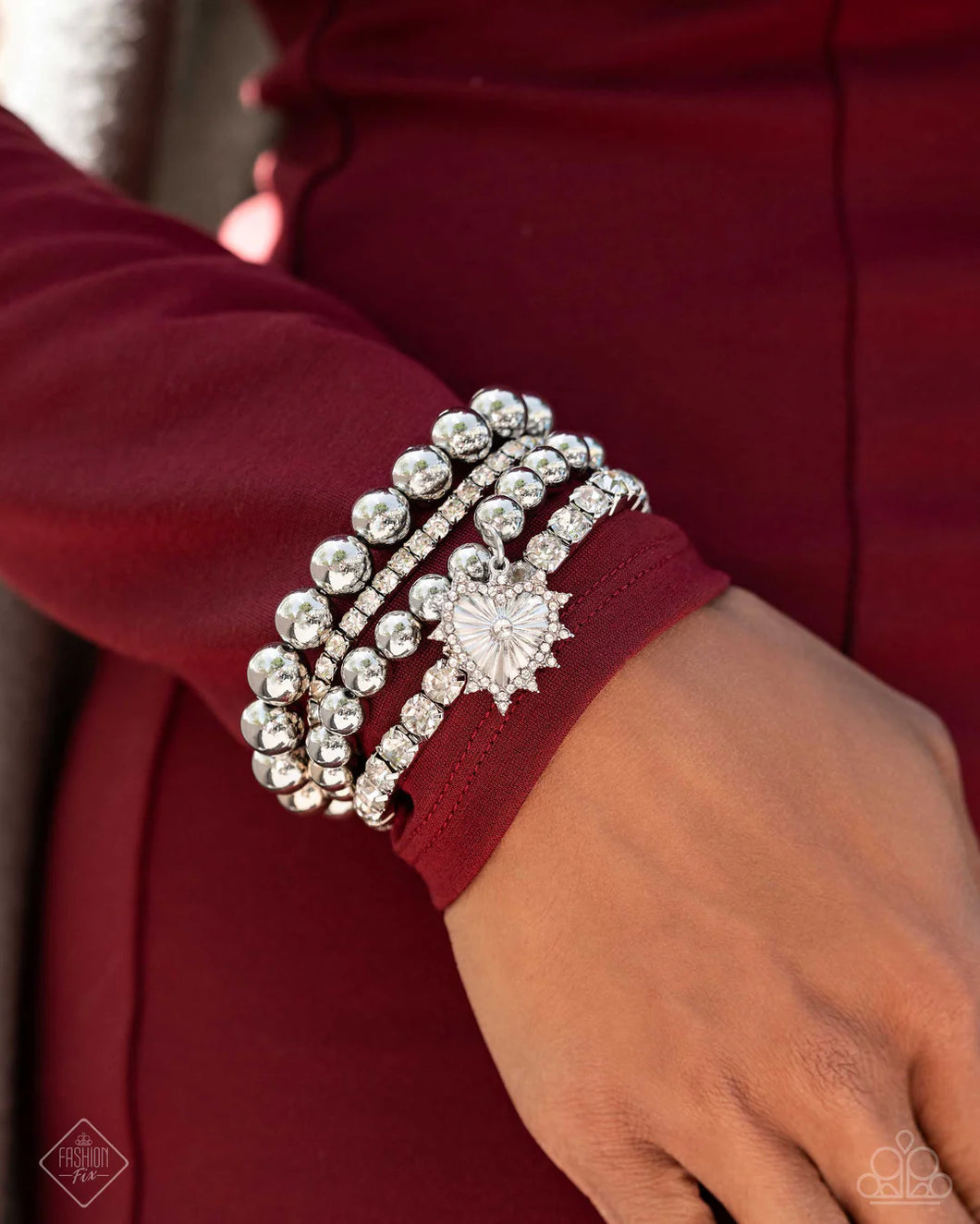 “Excessive Elegance” White Stretch Bracelet Set - Paparazzi