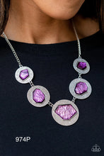 Load image into Gallery viewer, Paparazzi “Raw Charisma” Purple Necklace Earring Set
