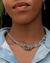 Load image into Gallery viewer, “Mismatched Mirage” Silver Necklace Earring Set - Paparazzi Accessories
