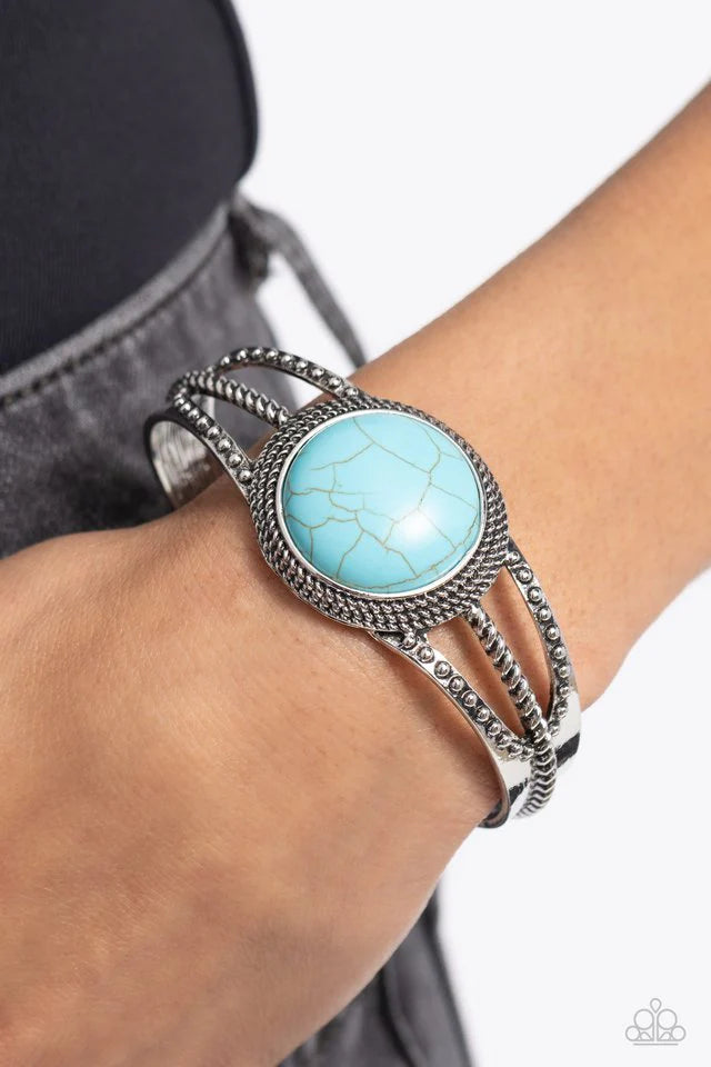 “Sandstone Sojourn” Blue Cuff Bracelet - Paparazzi