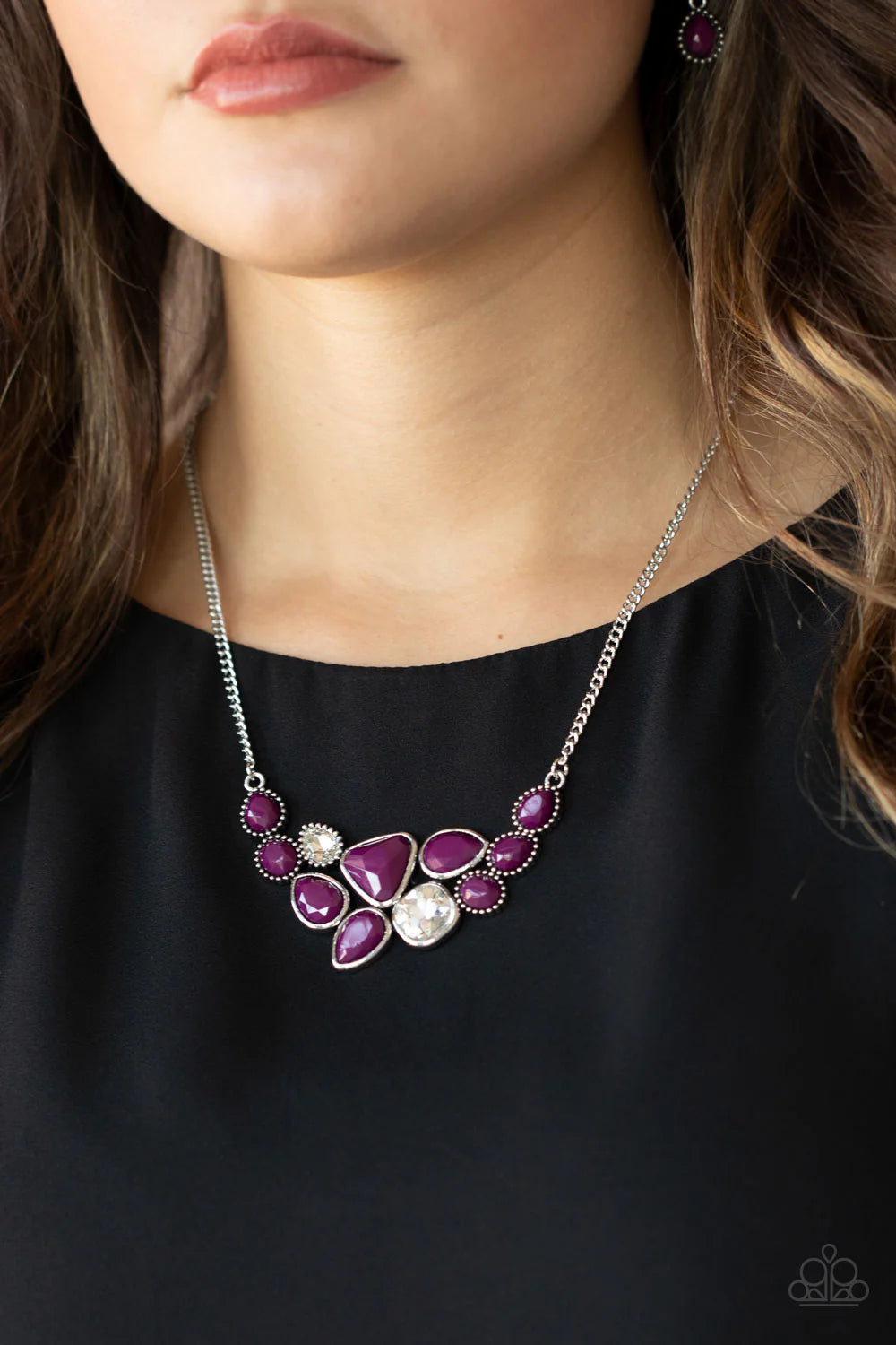 “Breathtaking Brilliance” Purple Necklace Earring Set -Paparazzi Accessories