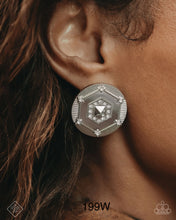 Load image into Gallery viewer, “Enfolded Edge” White Post Earrings - Paparazzi Accessories
