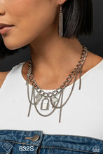 Load image into Gallery viewer, Paparazzi “Against the LOCK” Silver Necklace Earring Set
