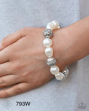 Load image into Gallery viewer, “High-Class Headline” White Stretch Bracelet - Paparazzi
