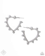 Load image into Gallery viewer, “Excessive Elevation” White Heart Hoop Earrings - Paparazzi Accessories
