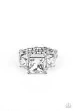 Load image into Gallery viewer, Paparazzi “Treasured Twilight” White Stretch Ring -
