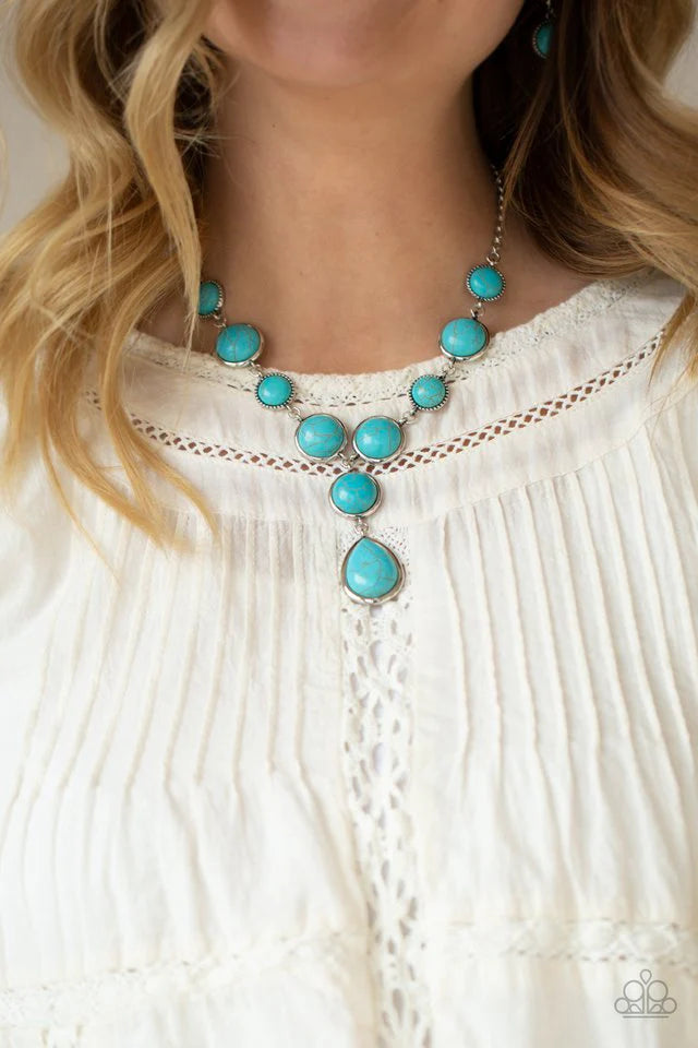 Paparazzi “Terrestrial Trailblazer” Blue Necklace Earring Set - Paparazzi Accessories