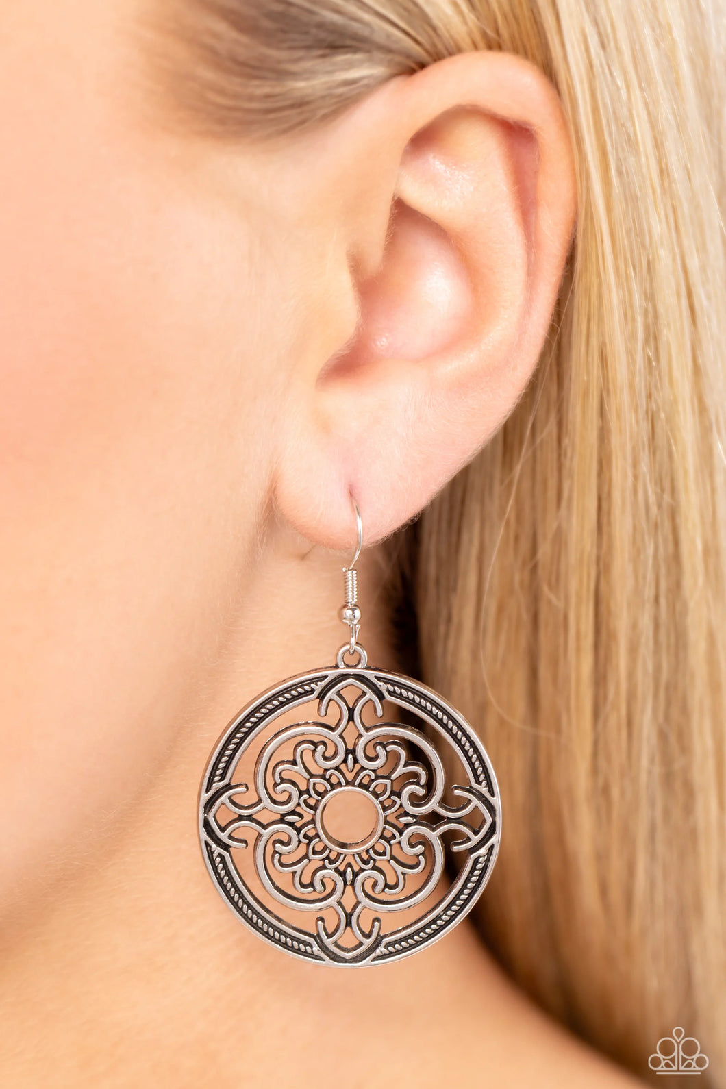 “Mandala Meditation” Silver Dangle Earrings - Paparazzi