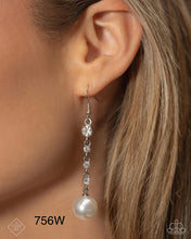 Load image into Gallery viewer, Paparazzi “Genial Glam” White Dangle Earrings -Paparazzi Accessories
