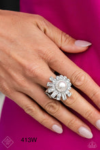 Load image into Gallery viewer, Paparazzi “Gatsby Getaway” White Stretch Ring
