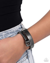 Load image into Gallery viewer, Paparazzi “Belted Brilliance“ Black Buckled Bracelet - Paparazzi Accessories

