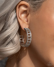 Load image into Gallery viewer, Paparazzi “Bridging Brillance” White Hoop Earrings
