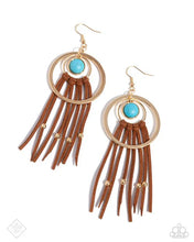 Load image into Gallery viewer, “Texan Tapestry” Gold Dangle Earrings - Paparazzi
