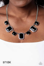 Load image into Gallery viewer, Paparazzi “Royal Rumble” Black Necklace  Earring Set
