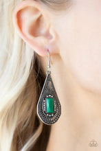 Load image into Gallery viewer, Paparazzi “Deco Dreaming” Green Dangle Earrings - Cindysblingboutique
