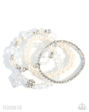 Load image into Gallery viewer, Paparazzi “Pastoral Pizzazz” White Stretch Bracelet Set - Paparazzi Accessories
