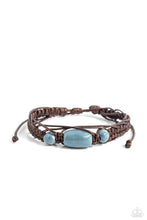 Load image into Gallery viewer, Paparazzi “SOJOURN On” Blue Bead Brown Cording Adjustable Bracelet - Paparazzi Accessories
