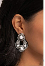 Load image into Gallery viewer, Paparazzi “Handcrafted Horseshoe” White Stone Silver Western Post Earrings - Paparazzi Accessories
